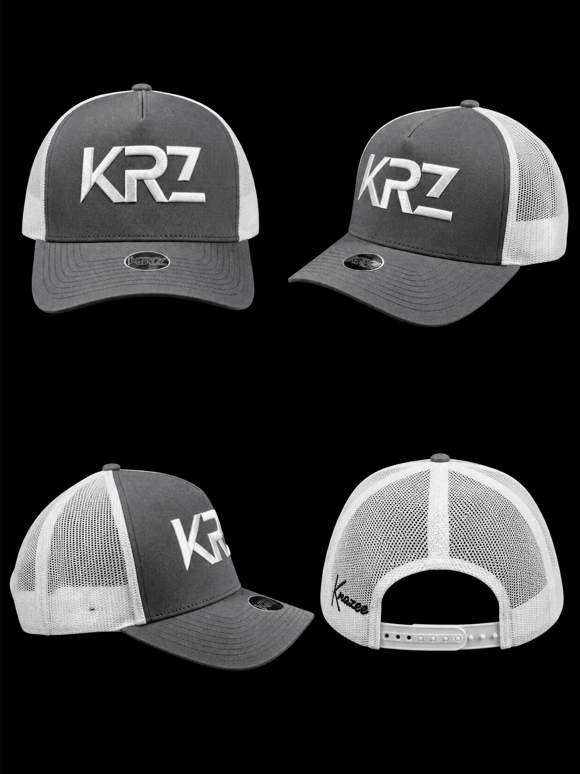 KRZ Grey & White Trucker Cap - Image 2