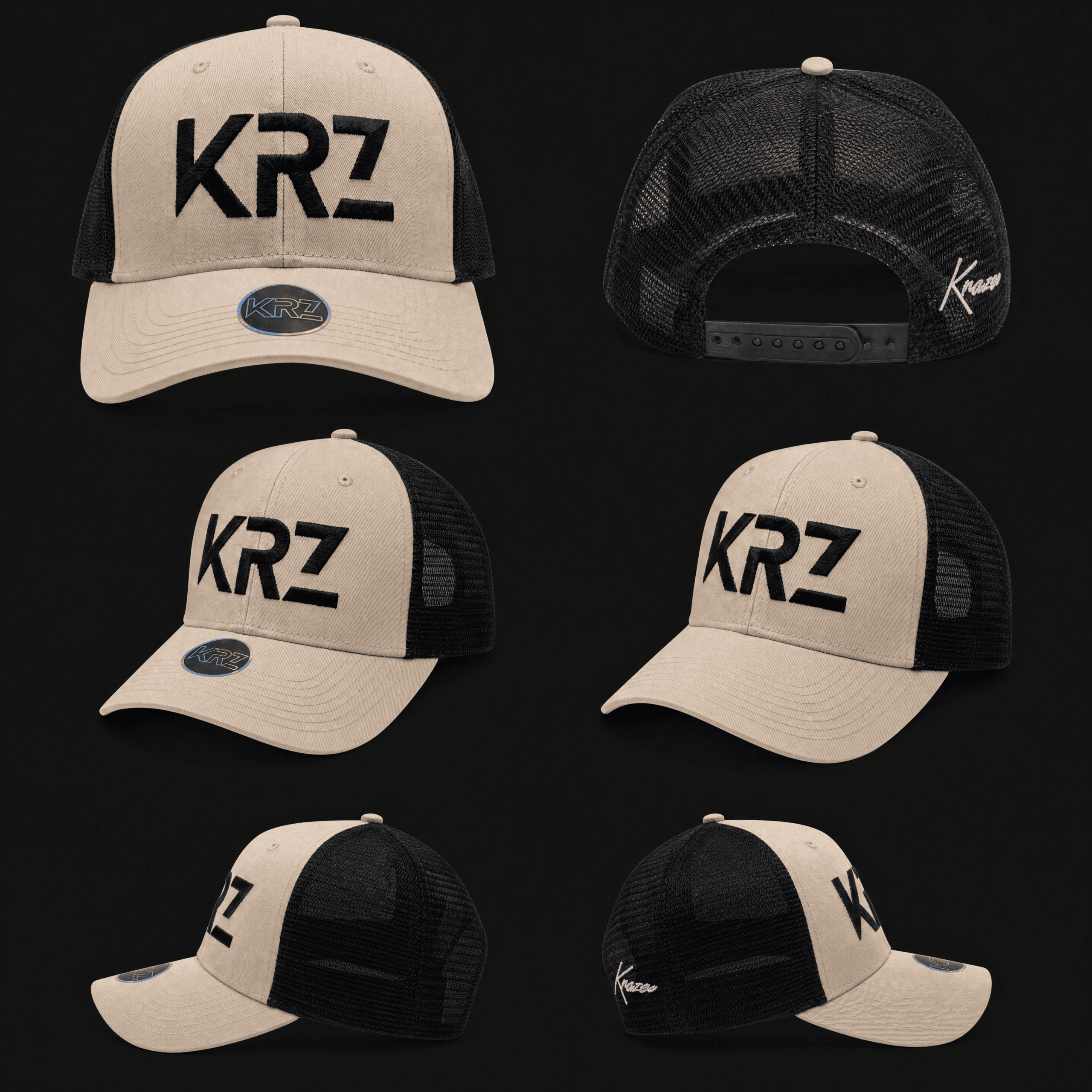 KRZ Stone & Black Trucker Cap - Image 3