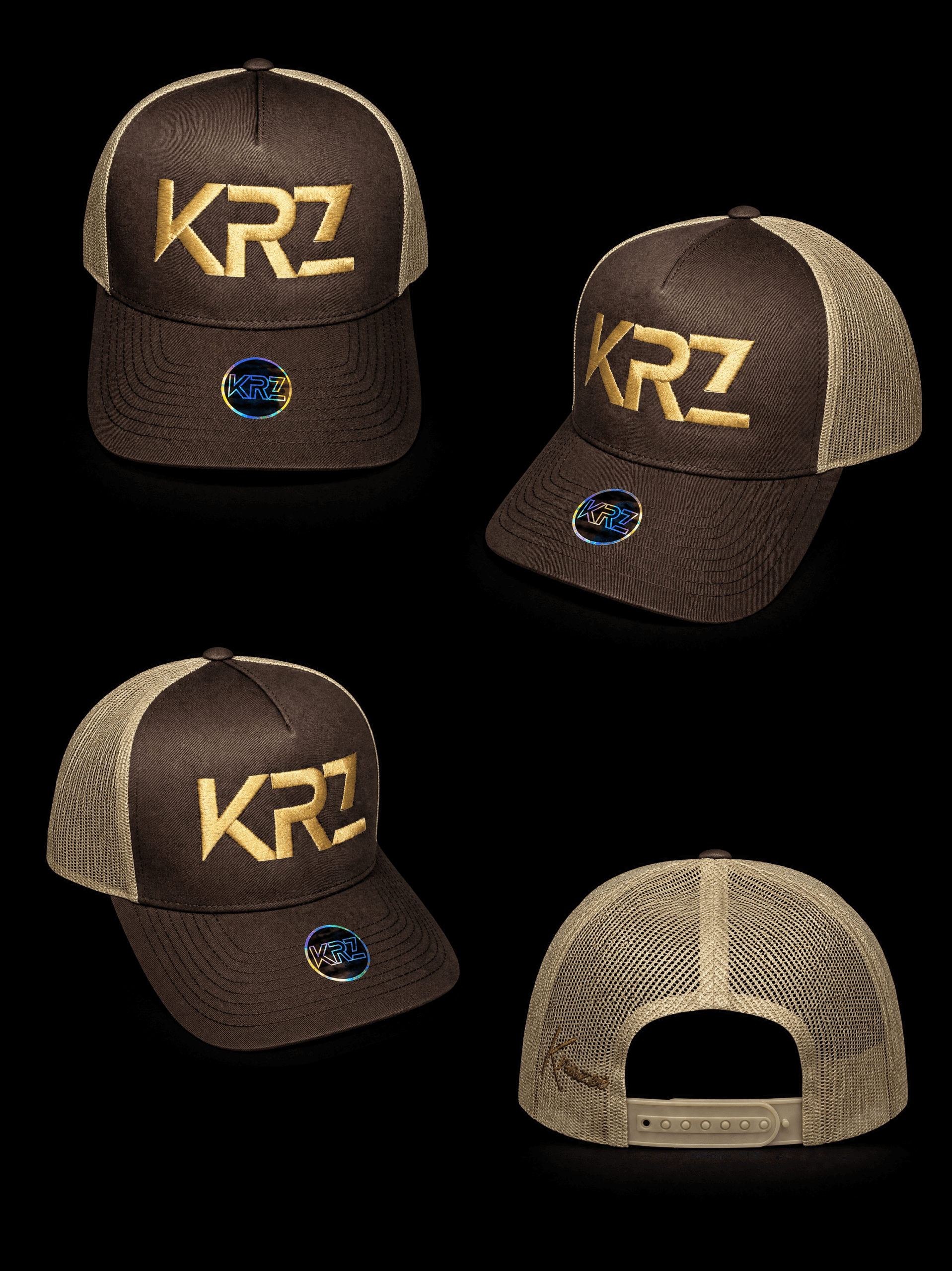 KRZ Brown & Gold Trucker Cap - Image 2
