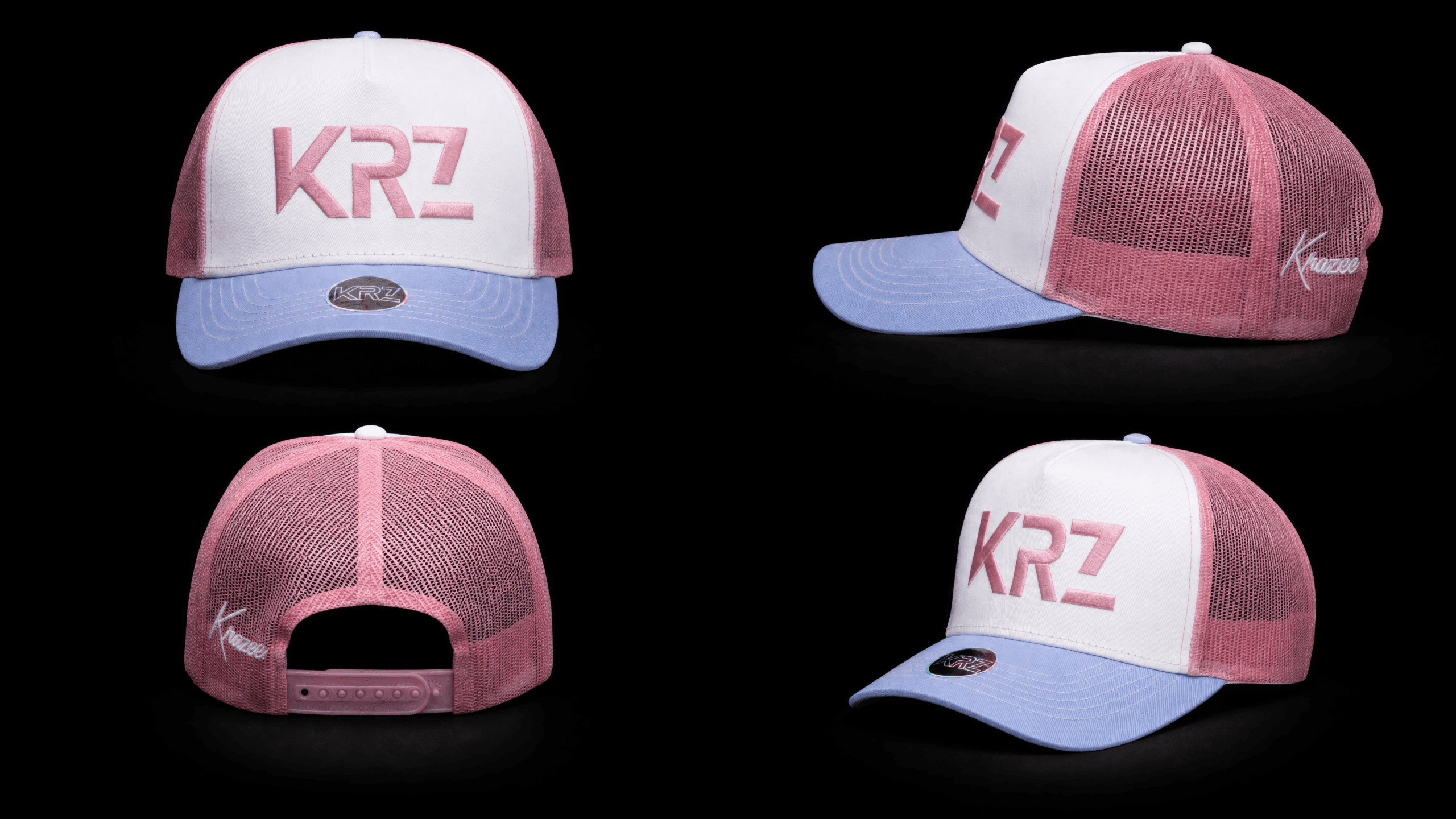 KRZ White / Pink / Blue Hat Trucker Cap (Limited Edition) - Image 3