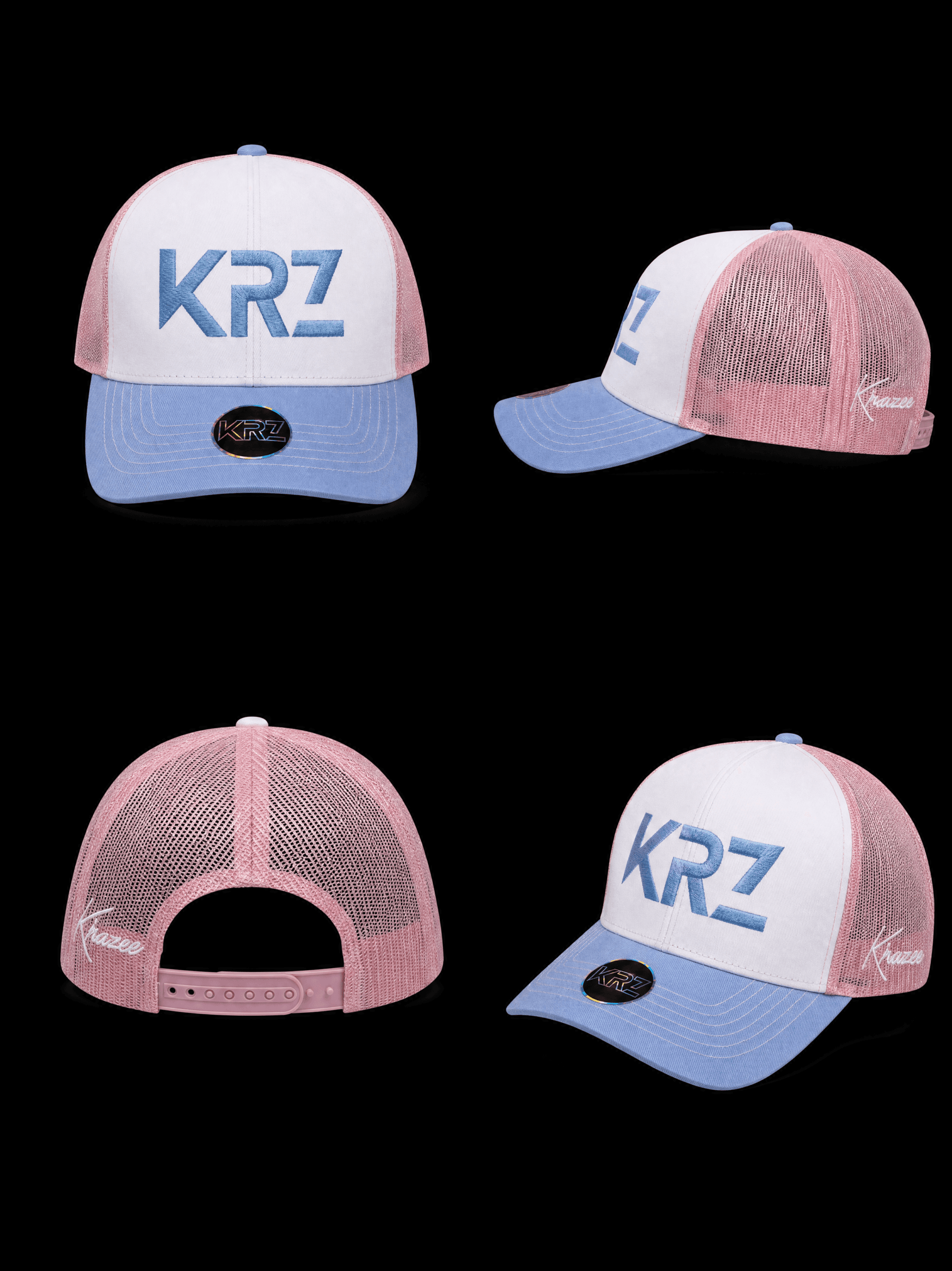 KRZ White / Pink / Blue Hat Trucker Cap (Limited Edition) - Image 2