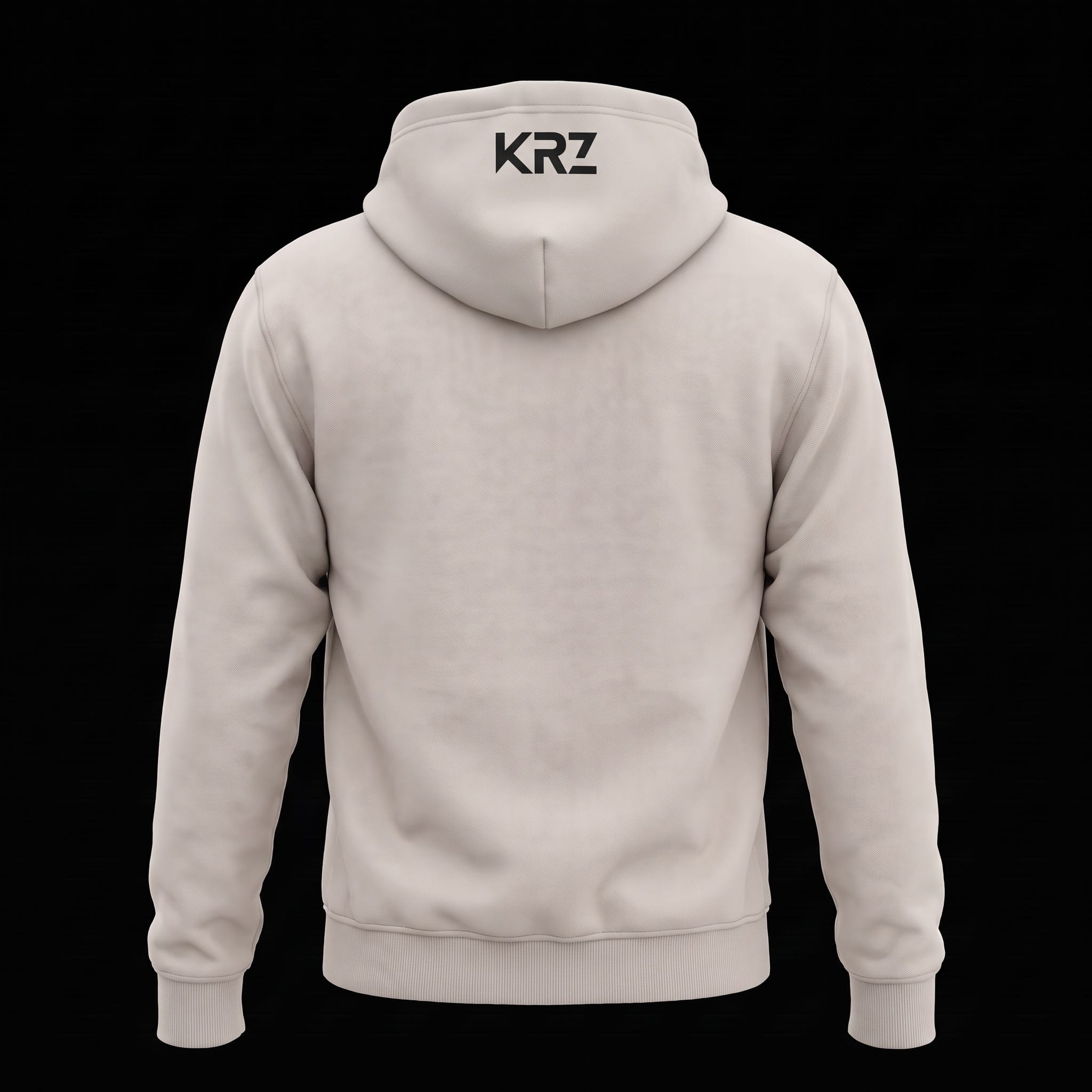 KRZ Subtle Stone Oversized Hoodie with Black KRZ Hood Logo – Back View